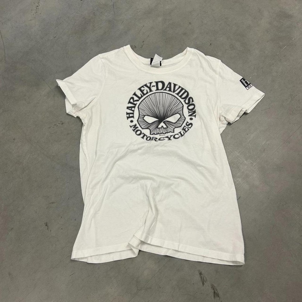Y2K Harley Davidson White and Black Womans's Skull Shirt